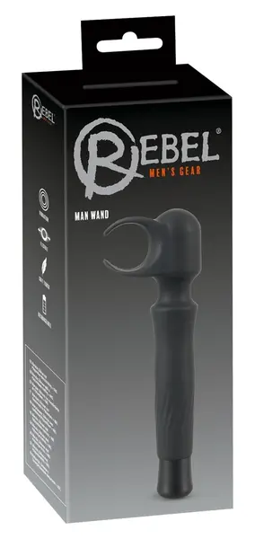 Rebel Man Wand 7-Mode Massager and Intimate Stimulation Device, Black