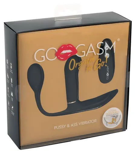 GoGasm Triple Intimate Panty Vibrator with Remote - Black, 24.5cm