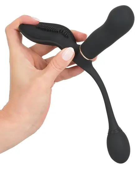 GoGasm Triple Intimate Panty Vibrator with Remote - Black, 24.5cm