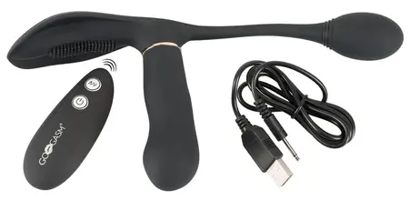 GoGasm Triple Intimate Panty Vibrator with Remote - Black, 24.5cm