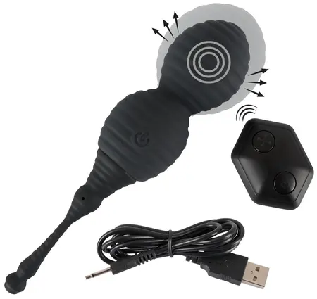 RC+ Inflatable Vibro-Ball Duo Silicone, Remote Control, Black
