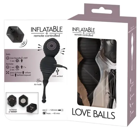RC+ Inflatable Vibro-Ball Duo Silicone, Remote Control, Black