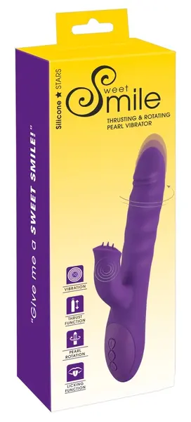 Sweet Smile Potiskujući Rotirajući Intimni Zeka Uređaj Silikon 24.7cm Roze