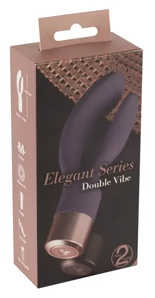Elegant Double Vibe Silikonski Intimni Sistem, USB, 15.2 cm, Ljubičasta