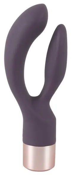 Elegant Double Vibe Silikonski Intimni Sistem, USB, 15.2 cm, Ljubičasta