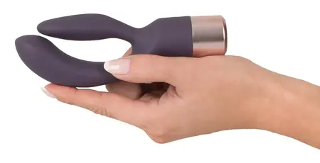 Elegant Double Vibe Silikonski Intimni Sistem, USB, 15.2 cm, Ljubičasta