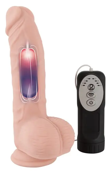 Medical Silicone Pulsation System Vibrator 20cm with Suction Cup, Beige