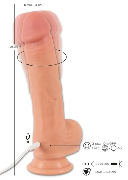 Realistixxx Latin Dancer Silicone Rotating Intimate Device 21.8cm USB