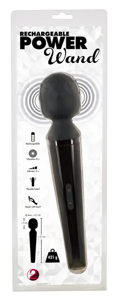 You2Toys Rechargeable Power Wand Massager, 24 Modes, 31cm, Black