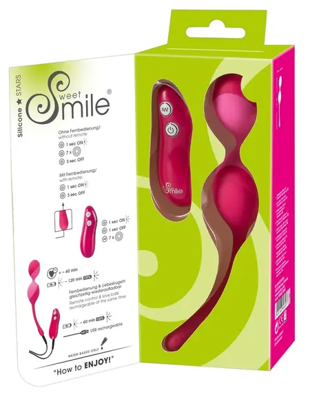 Sweet Smile Daljinski Vibrirajuci Duo Loptice Silikon 7 Rezima Punjive Roze