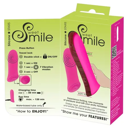 Sweet Smile Power Mini Vibrator 8.5cm Silikonski Punjiv Roze