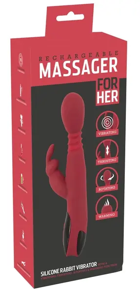 You2Toys Silikonski Zec Intimna Masina Crveno-Crna 10 Rezima 26.5cm