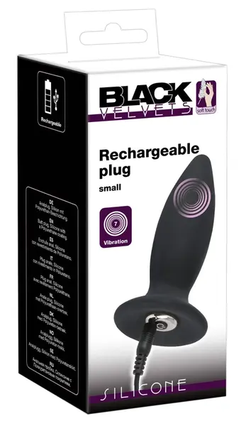 Black Velvets S Vibracioni Silikonski Čep Punjiv, 11 cm, Crni