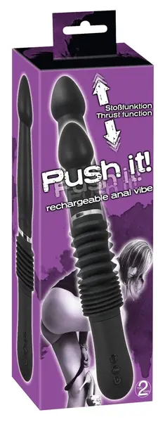 You2Toys Push It Rechargeable Intimate Thrusting Black Device 30cm