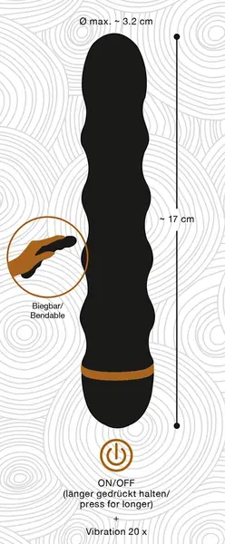You2Toys Bendy Wavy Flexible Vibrator Black 17 cm Silicone