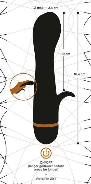 You2Toys Bendy Flexible Vibrator Black 20 Modes Silicone 16.4cm