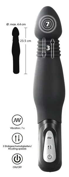 You2Toys Crna Analna Mašina sa Pokretom, 23.5 cm, 7 Modova, Silikon