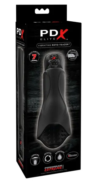 PDX Elite Roto-Teaze Vibrating Intimate Device Black Silicone 24.5cm