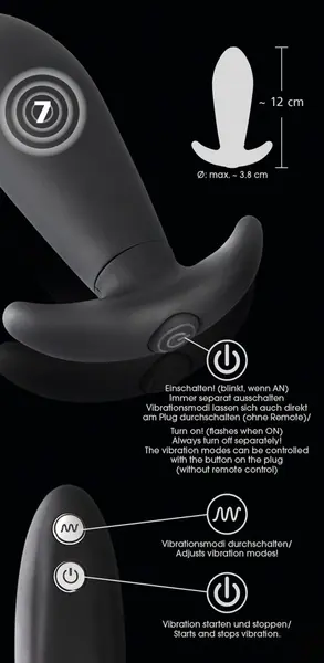 You2Toys Black RC Vibro Plug - Remote-Controlled Silicone Plug 12cm