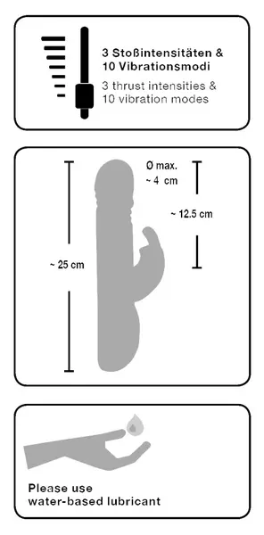 Sweet Smile Push Vibrator Purple Rabbit Model, 10 Modes, 25 cm