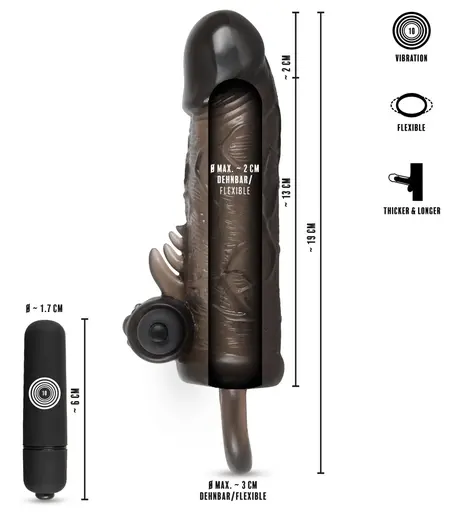 Rebel Extension Regular Fit Intimni Sistem sa Vibro-Kuglicom, 19 cm
