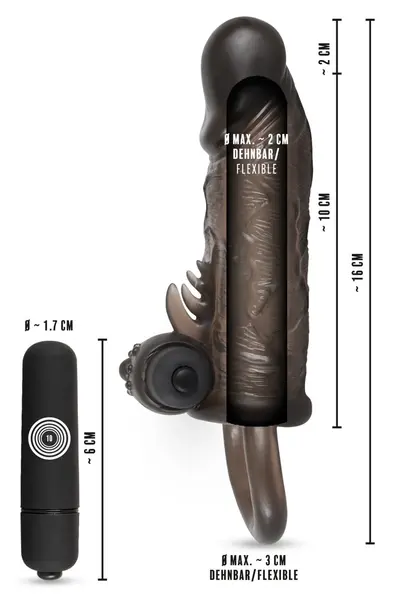 Rebel Extension Slim Fit Intimate Extension with Vibro System 16cm Transparent