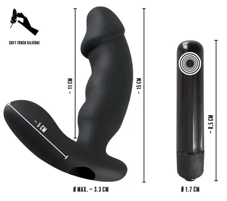 Rebel Crni Intimni Vibe sa Perinealnim Stimulatorom 15cm Silikon