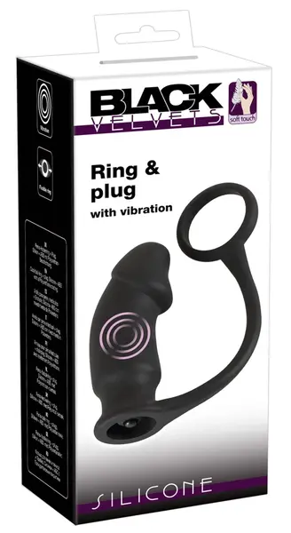 Black Velvets Intimate Duo Set - Silicone Ring & Vibro Plug, Black