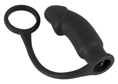 Black Velvets Intimate Duo Set - Silicone Ring & Vibro Plug, Black