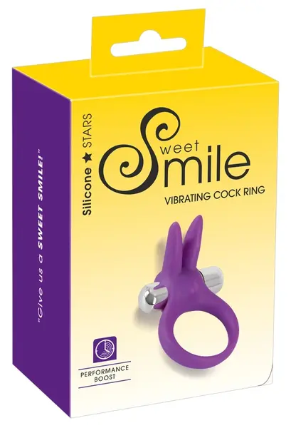 Sweet Smile Rabbit Vibrating Ring Flexible Ears Silicone 6.5cm