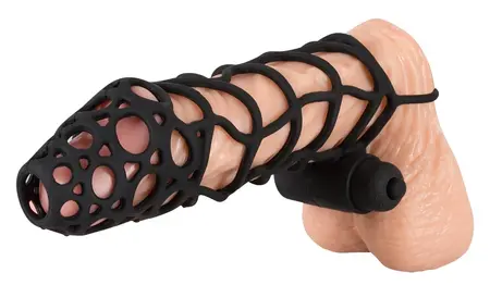 Black Velvets Silicone Sleeve with Vibrating Bullet, Flexible 14 cm