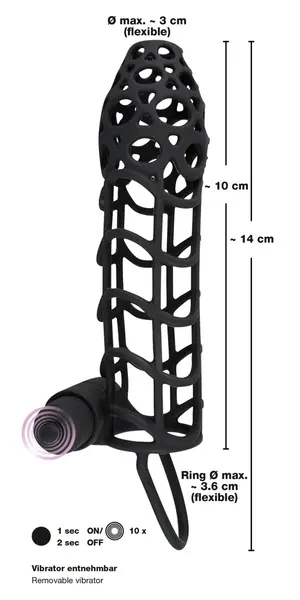 Black Velvets Silicone Sleeve with Vibrating Bullet, Flexible 14 cm