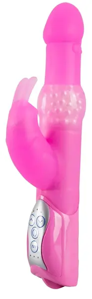 Sweet Smile Pearly Rabbit Silicone Intimate Device Pink 26cm Adjustable
