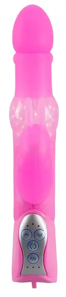 Sweet Smile Pearly Rabbit Silicone Intimate Device Pink 26cm Adjustable