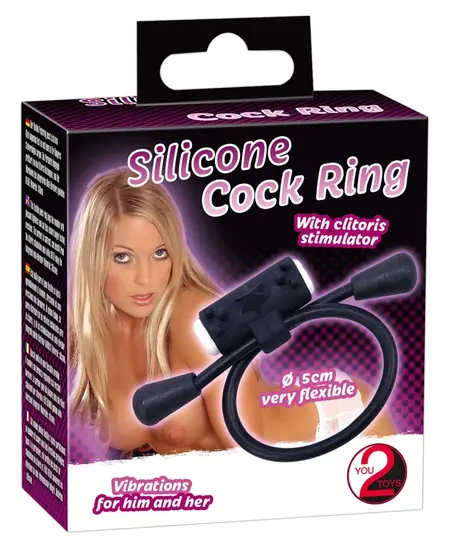 You2Toys Silicone Ring with Vibrating Stimulating Surface, Black