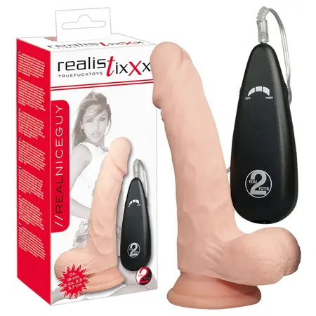 Realistixxx Real Nice Guy Vibrating Model with Suction Cup 18 cm Beige