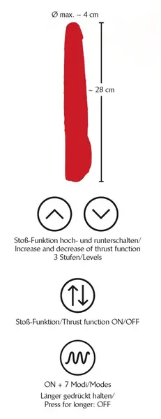 You2Toys Red Push Thrusting Vibration System 27.5cm - Red