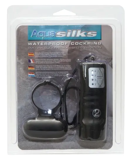 Aqua Silks Vibrating Ring with Remote, Soft Touch, 4 Modes, Blue