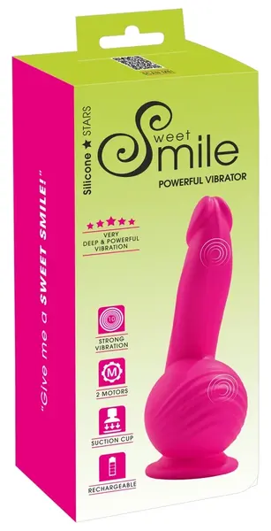 Sweet Smile Snažni Vibrator Silikon Dvostruki Motor 19cm Crni