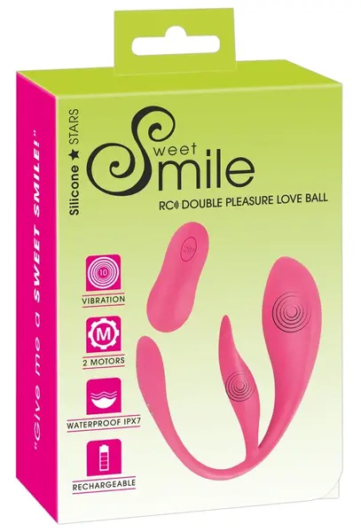 Sweet Smile RC Duplo Zadovoljstvo Intimni Vibracioni Sistem, 26cm, Roze