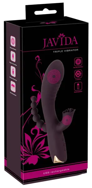 Javida Triple Vibe Multi-Stimulation Device, Silicone, 20.8 cm