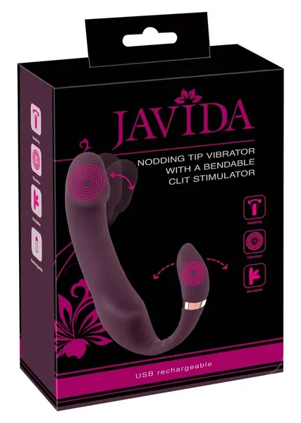 Javida Bendable Dual-Action Vibrator with Adjustable Flexible Arm 18.7 cm