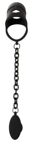 Black Velvets Silikonski Intimni Kavez Set sa Žljebastim Čepom i Lancićem 11.5cm