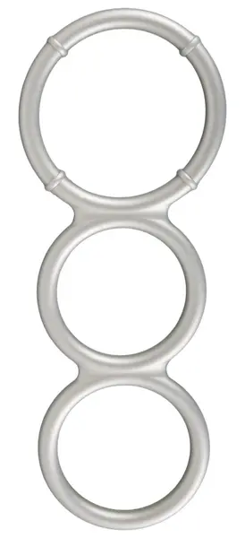 You2Toys Metalik Trostruki Silikonski Intimni Set Prstenova za Podršku, Srebrni, Fleksibilni