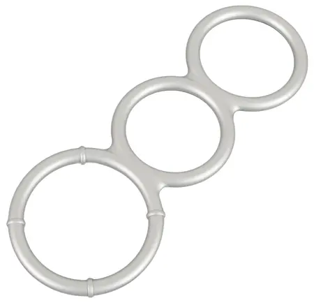 You2Toys Metalik Trostruki Silikonski Intimni Set Prstenova za Podršku, Srebrni, Fleksibilni