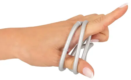 You2Toys Metalik Trostruki Silikonski Intimni Set Prstenova za Podršku, Srebrni, Fleksibilni