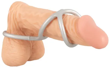 You2Toys Metalik Trostruki Silikonski Intimni Set Prstenova za Podršku, Srebrni, Fleksibilni