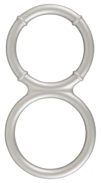 You2Toys Metallic Silicone Double Ring - Dual Support, Flexible, Silver Finish