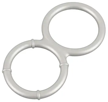 You2Toys Metallic Silicone Double Ring - Dual Support, Flexible, Silver Finish