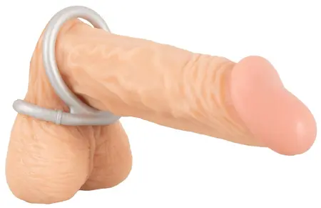 You2Toys Metallic Silicone Double Ring - Dual Support, Flexible, Silver Finish